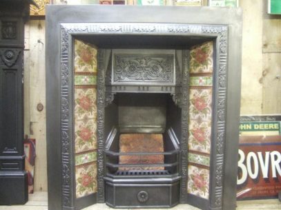 192TI - Antique Victorian Cast Iron Tiled Insert