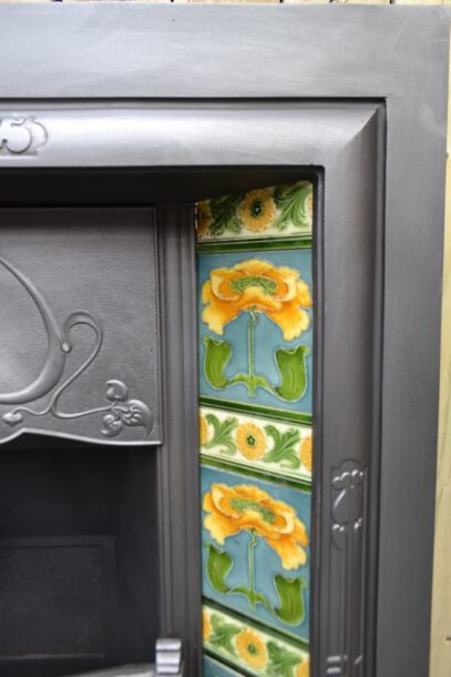 Art Nouveau Tiled Fireplace Insert 4651TI - Oldfireplaces