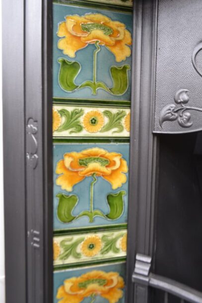 Art Nouveau Tiled Fireplace Insert 4651TI - Oldfireplaces